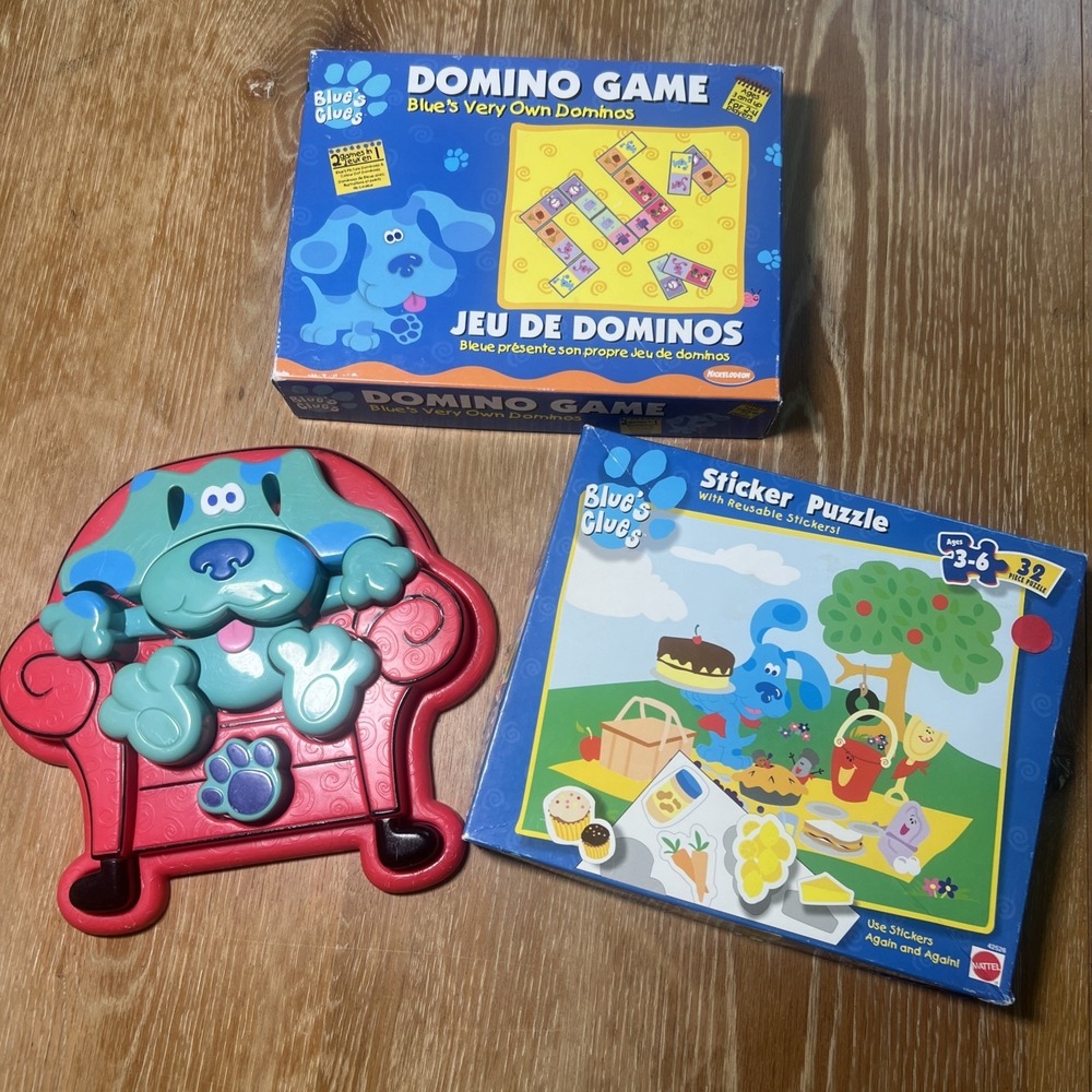 Vintage Blues Clues Lot Of 3 - 3D Puzzle, Domino Game, Puzzle